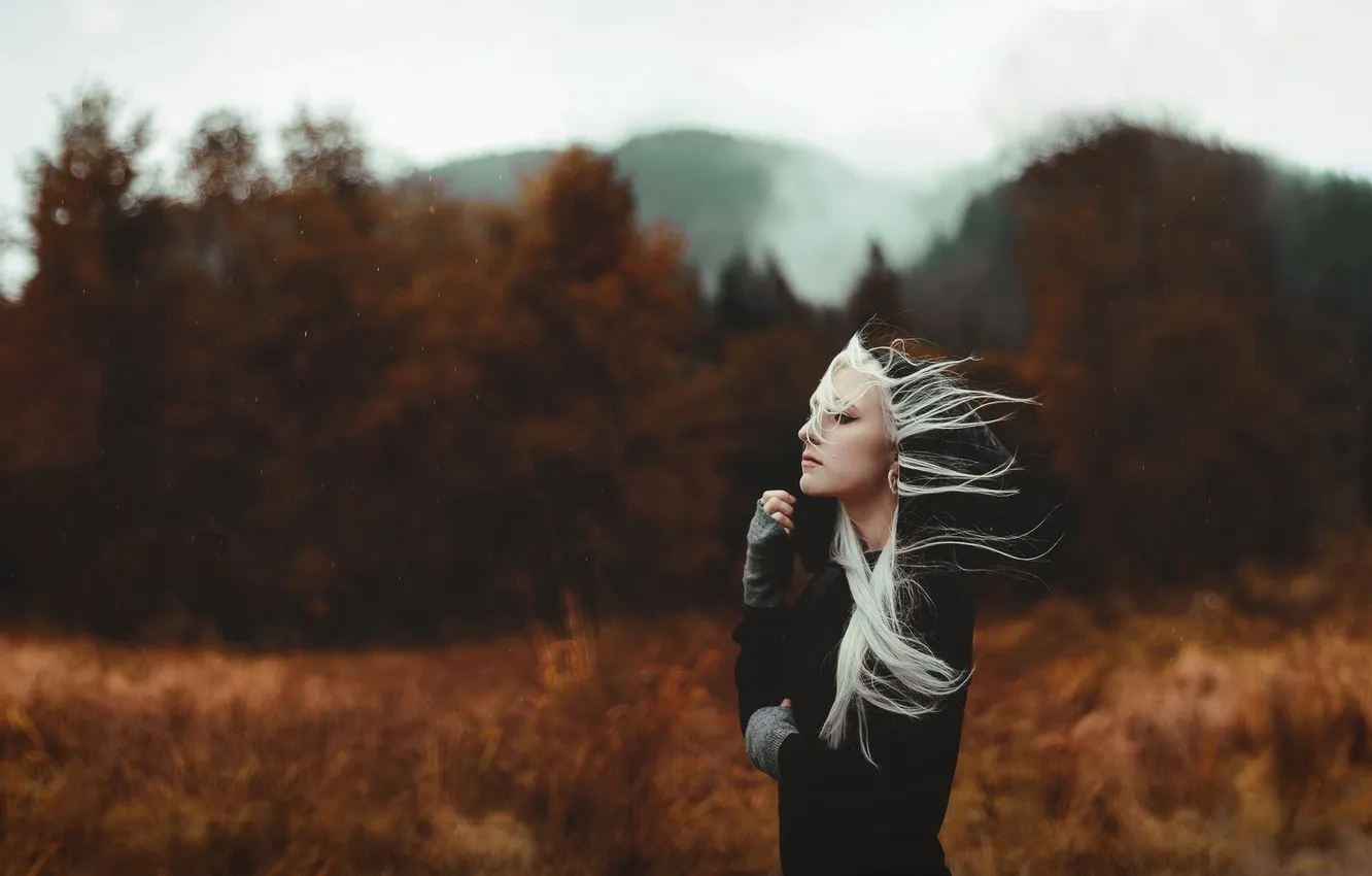 Photo wallpaper girl, mood, the wind