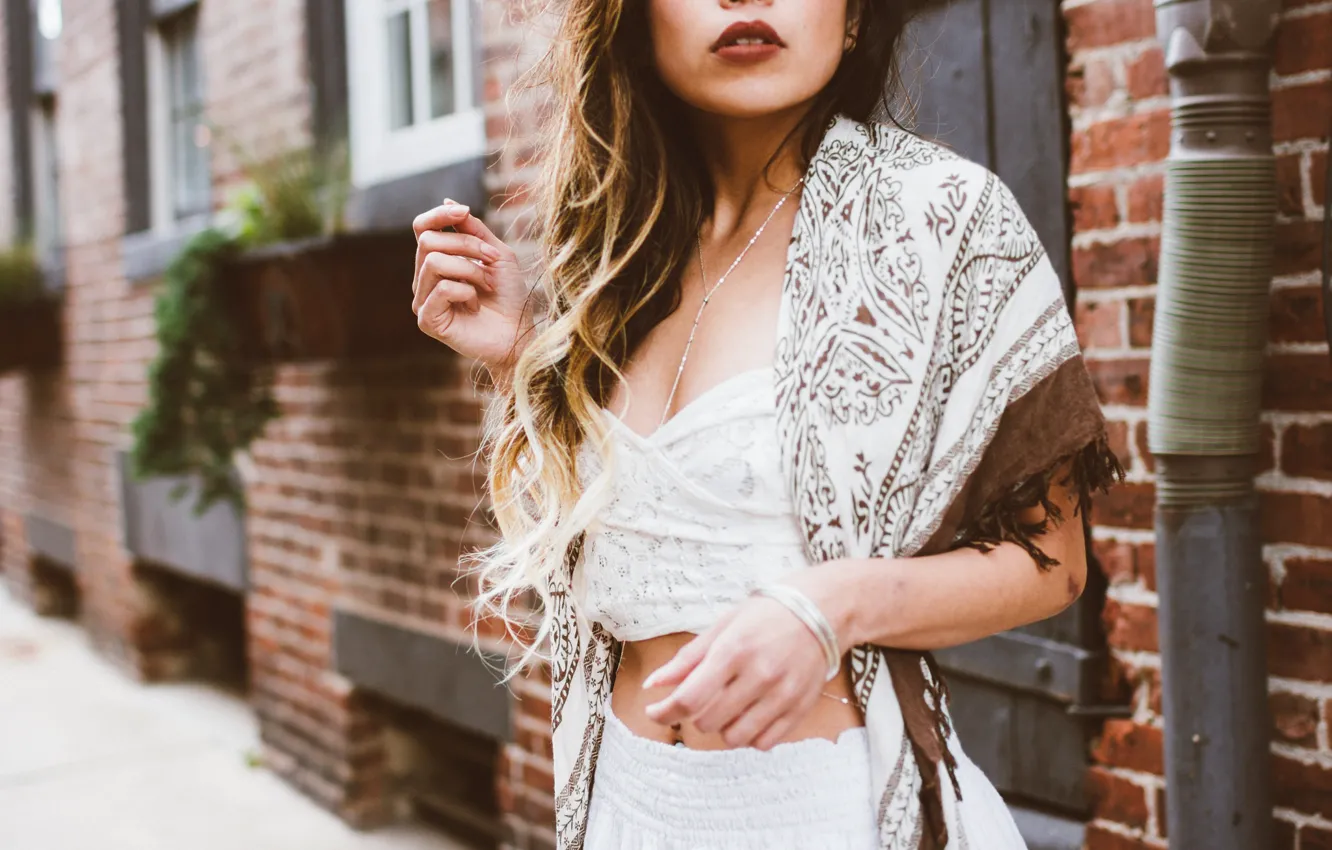 Photo wallpaper girl, skirt, top