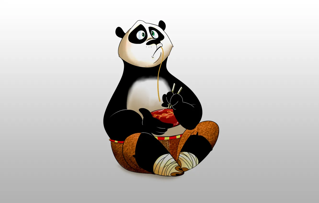 Photo wallpaper look, sticks, plate, noodles, Kung Fu Panda, Kung fu Panda