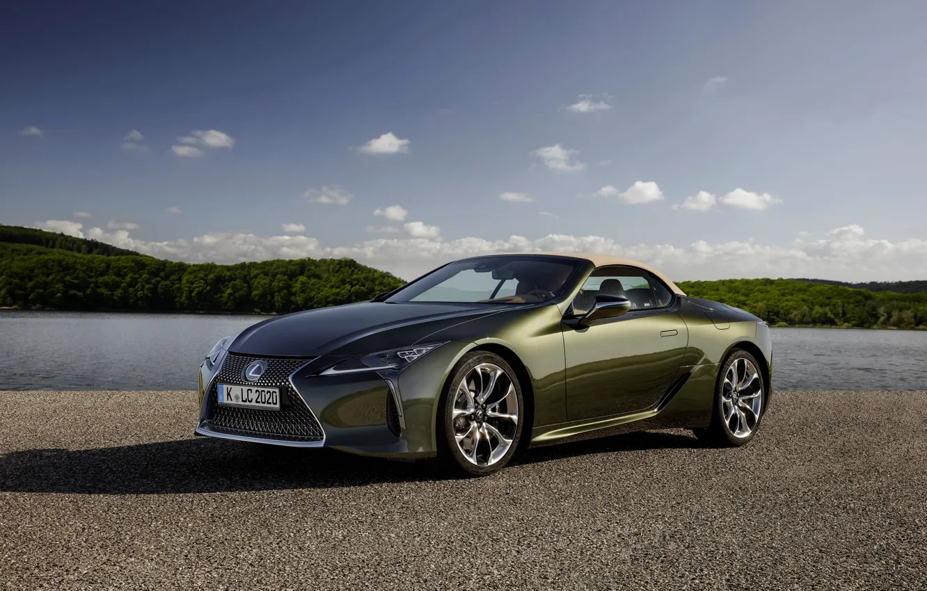 Photo wallpaper Lexus, convertible, the pond, 2021, LC 500 Convertible