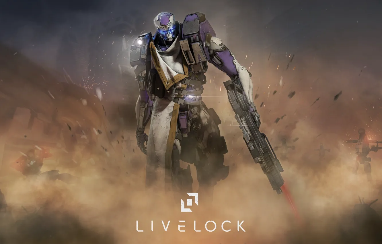 Photo wallpaper gun, game, armor, weapon, rifle, suit, PS4, Livelock