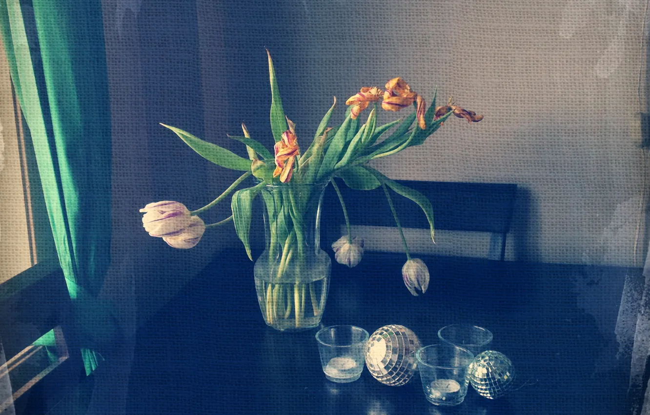 Photo wallpaper flowers, style, still life