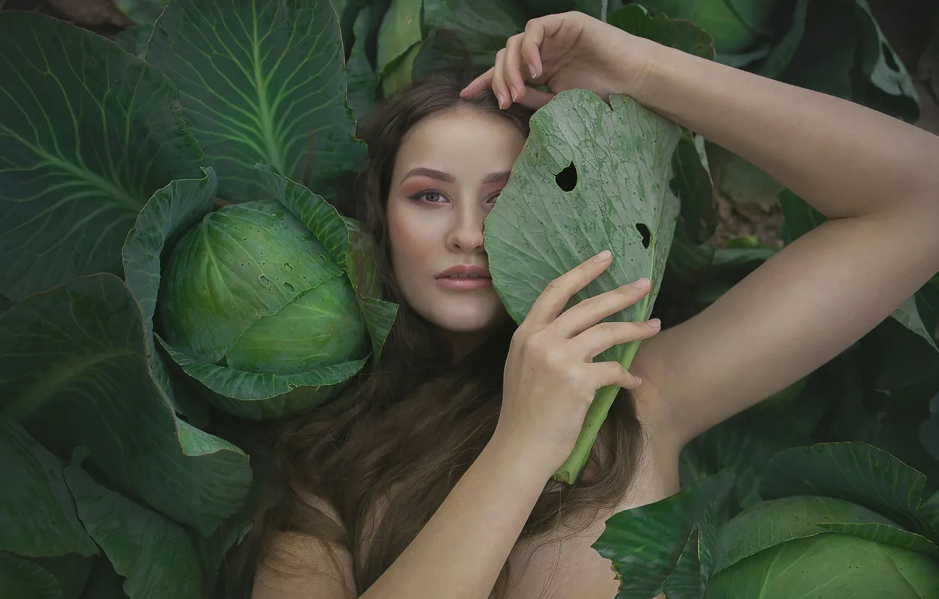 Photo wallpaper girl, photos, cabbage, Tatyana Shepeleva