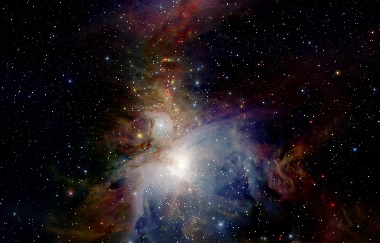 Photo wallpaper Stars, Nebula, Messier 42, Orion Nebula, M 42, NGC 1976, VISTA, Infrared view
