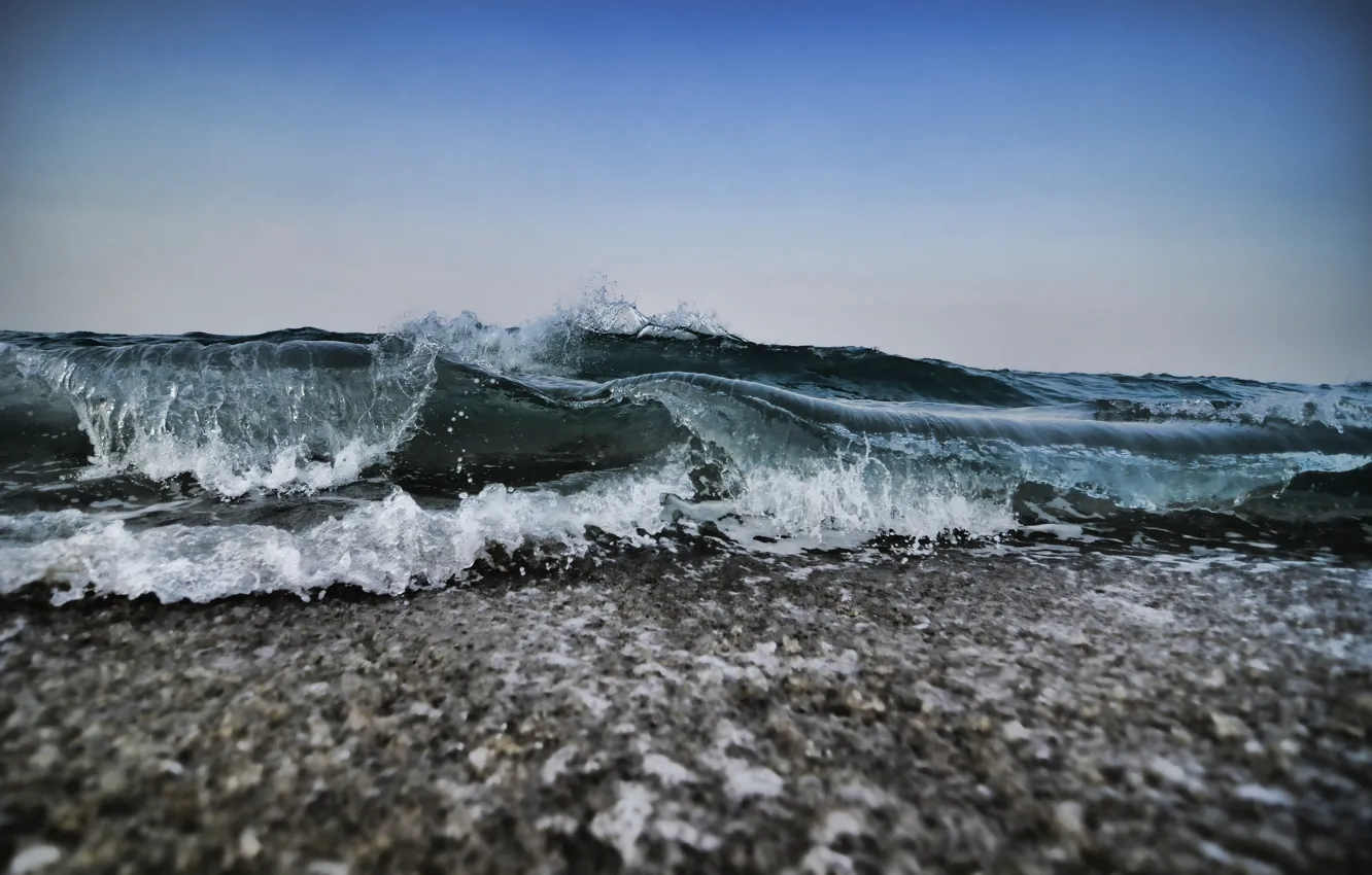 Photo wallpaper sea, wave, foam, water, squirt, shore, coast, wave