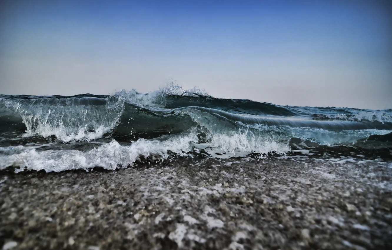 Photo wallpaper sea, wave, foam, water, squirt, shore, coast, surf