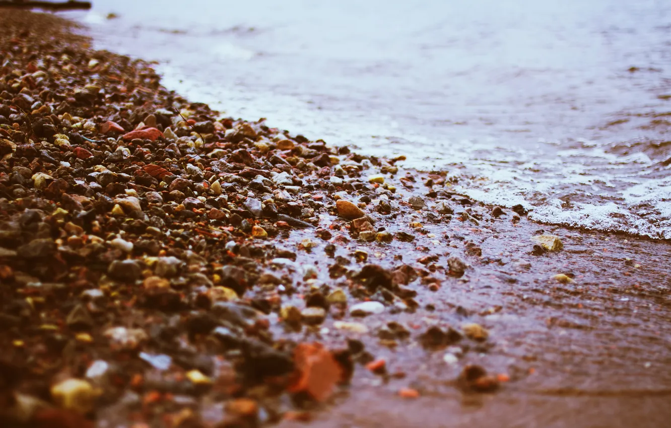 Photo wallpaper beach, stones, the evening