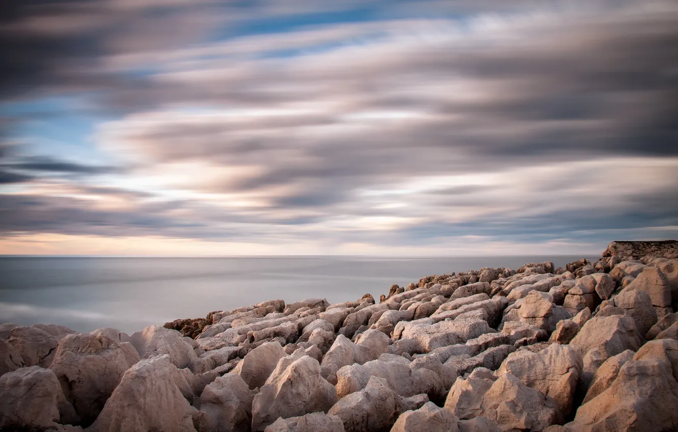 Photo wallpaper sea, landscape, stones