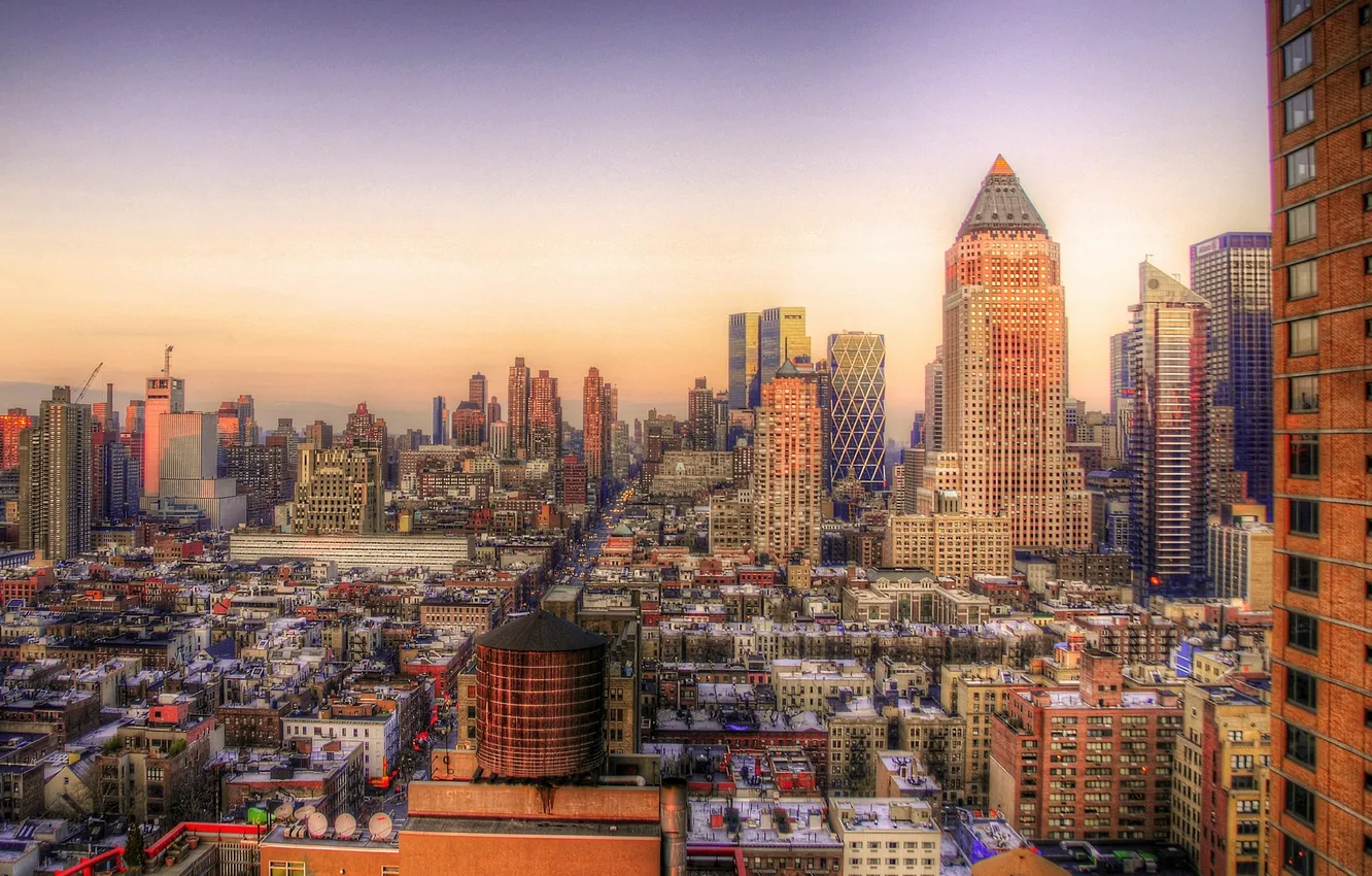Photo wallpaper sunset, new York, sunset, new york, usa, manhattan, nyc