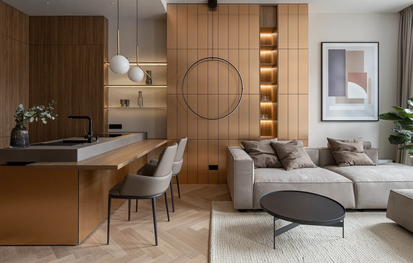 Photo wallpaper design, style, interior, kitchen, Ukraine, cascade, living room, Ukraine