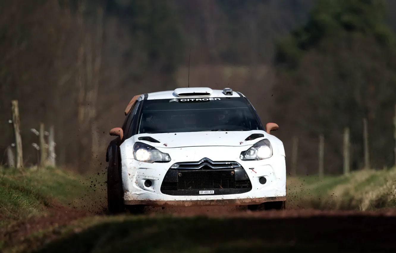 Photo wallpaper White, Citroen, Driver, DS3, Rally, The front
