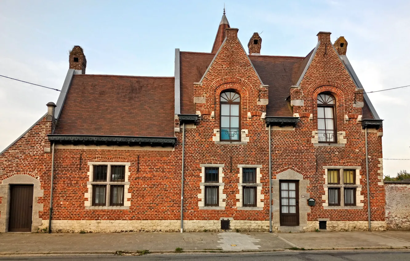 Photo wallpaper city, colors, colorful, red, house, rose, colourful, trees