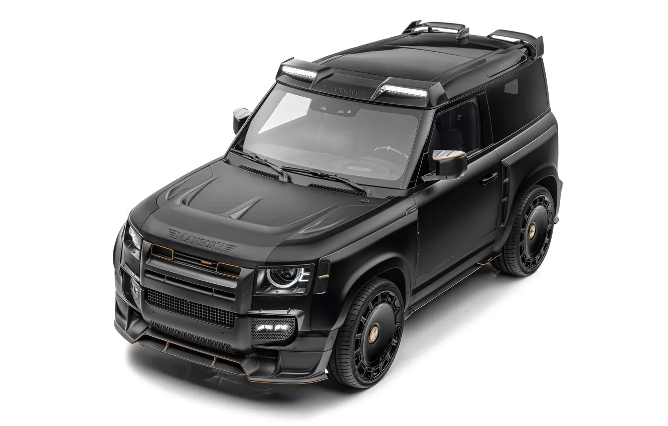 Photo wallpaper auto, white background, Mansory, Mansory Defender Black Edition