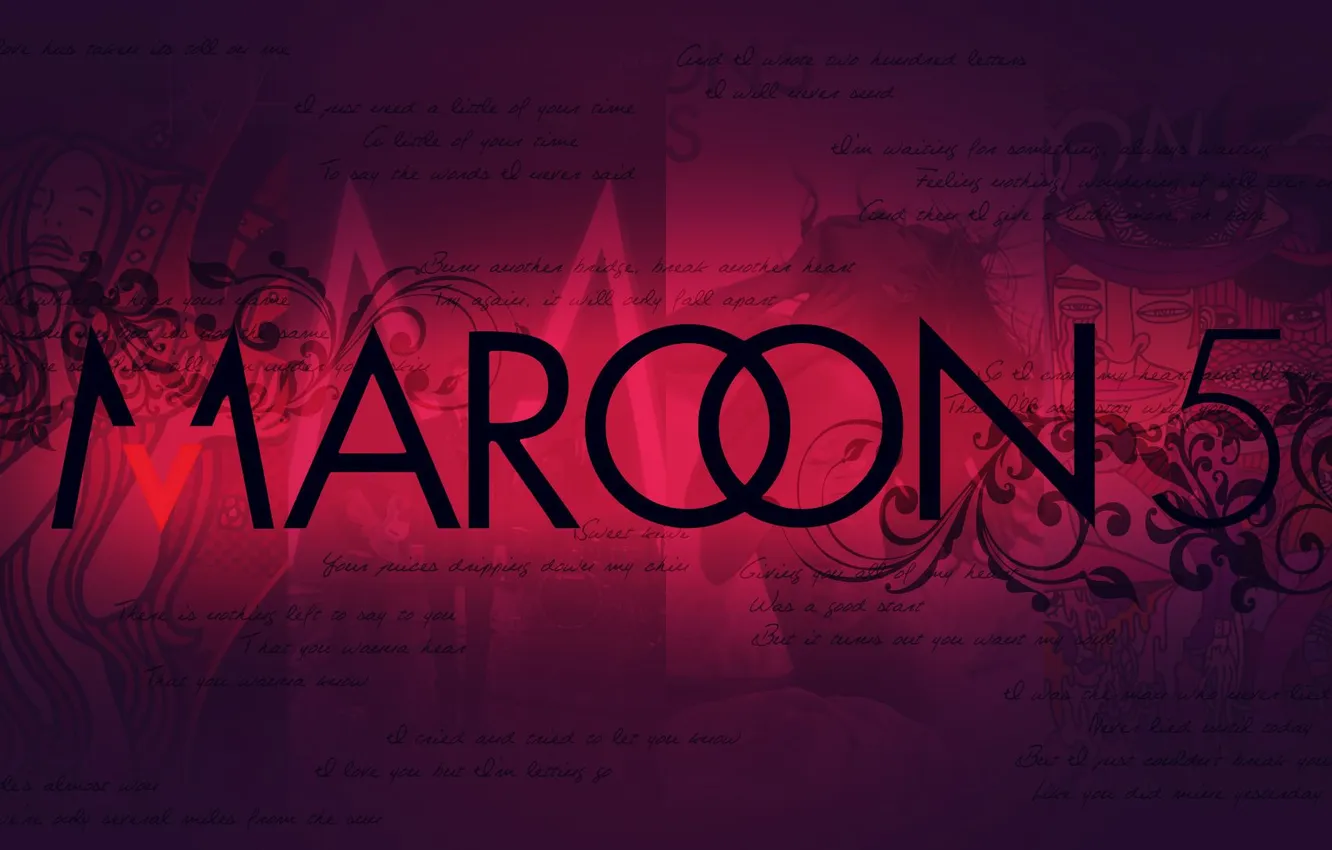 Photo wallpaper music, logo, group, red background, maroon 5