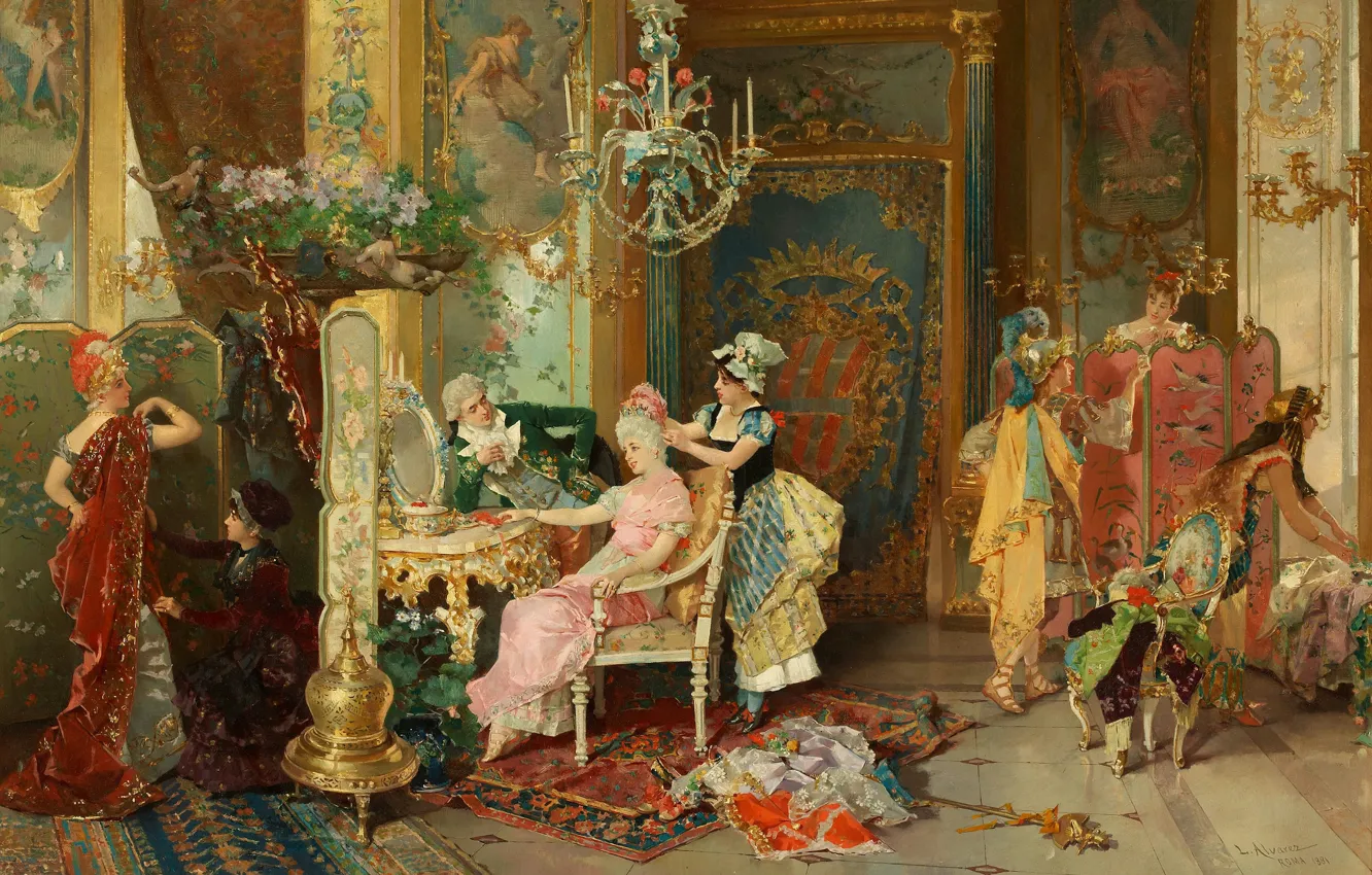 Photo wallpaper room, art, painting, Palace, art, lady, painting, room