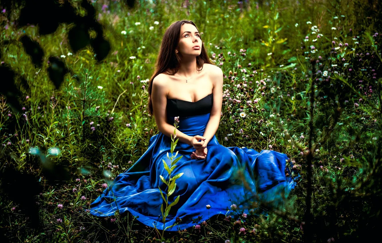 Photo wallpaper LOOK, NATURE, GRASS, GREENS, DRESS