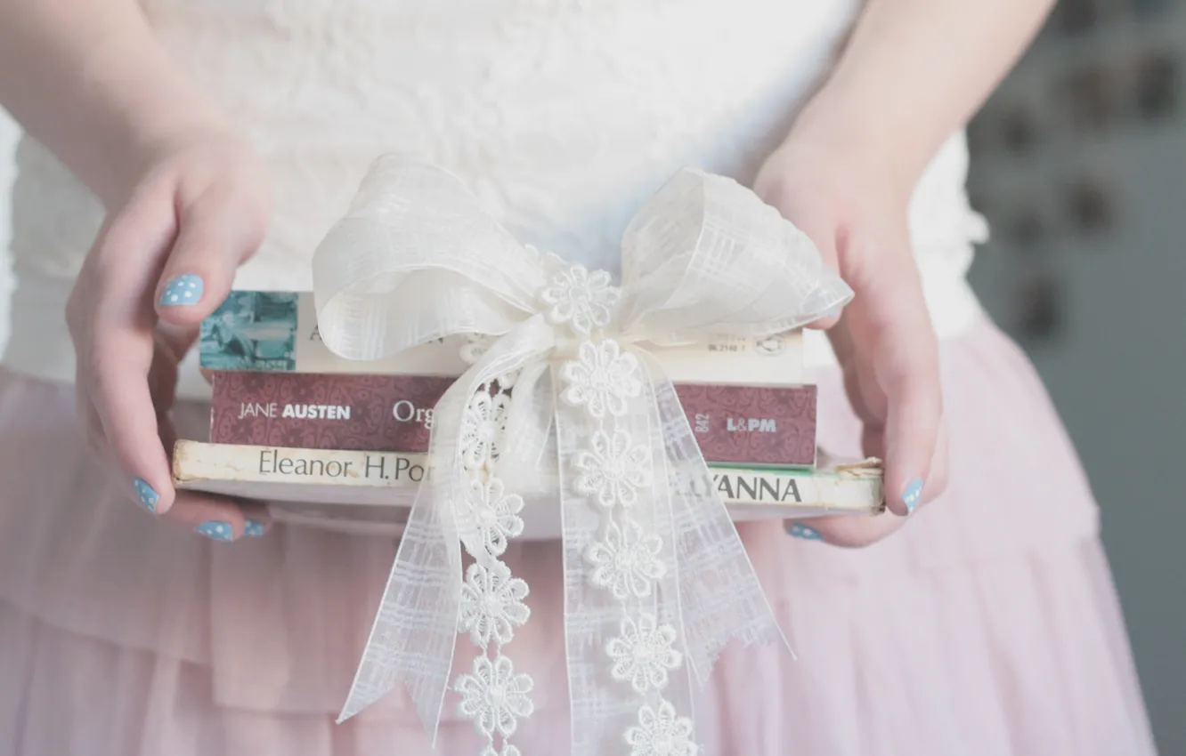 Photo wallpaper book, bow, books