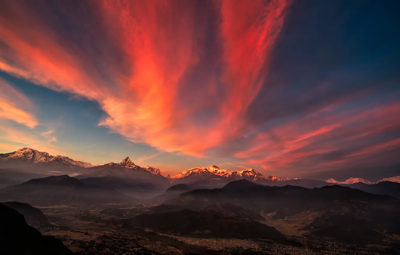 Photo wallpaper the sky, clouds, landscape, sunset, mountains, nature, rocks, the evening