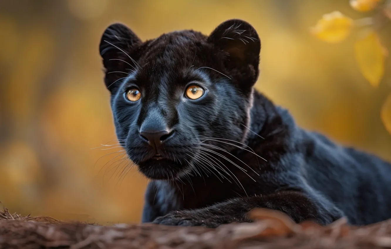 Photo wallpaper look, face, predator, Panther, big cat, digital art, AI art, The Art of Artificial Intelligence