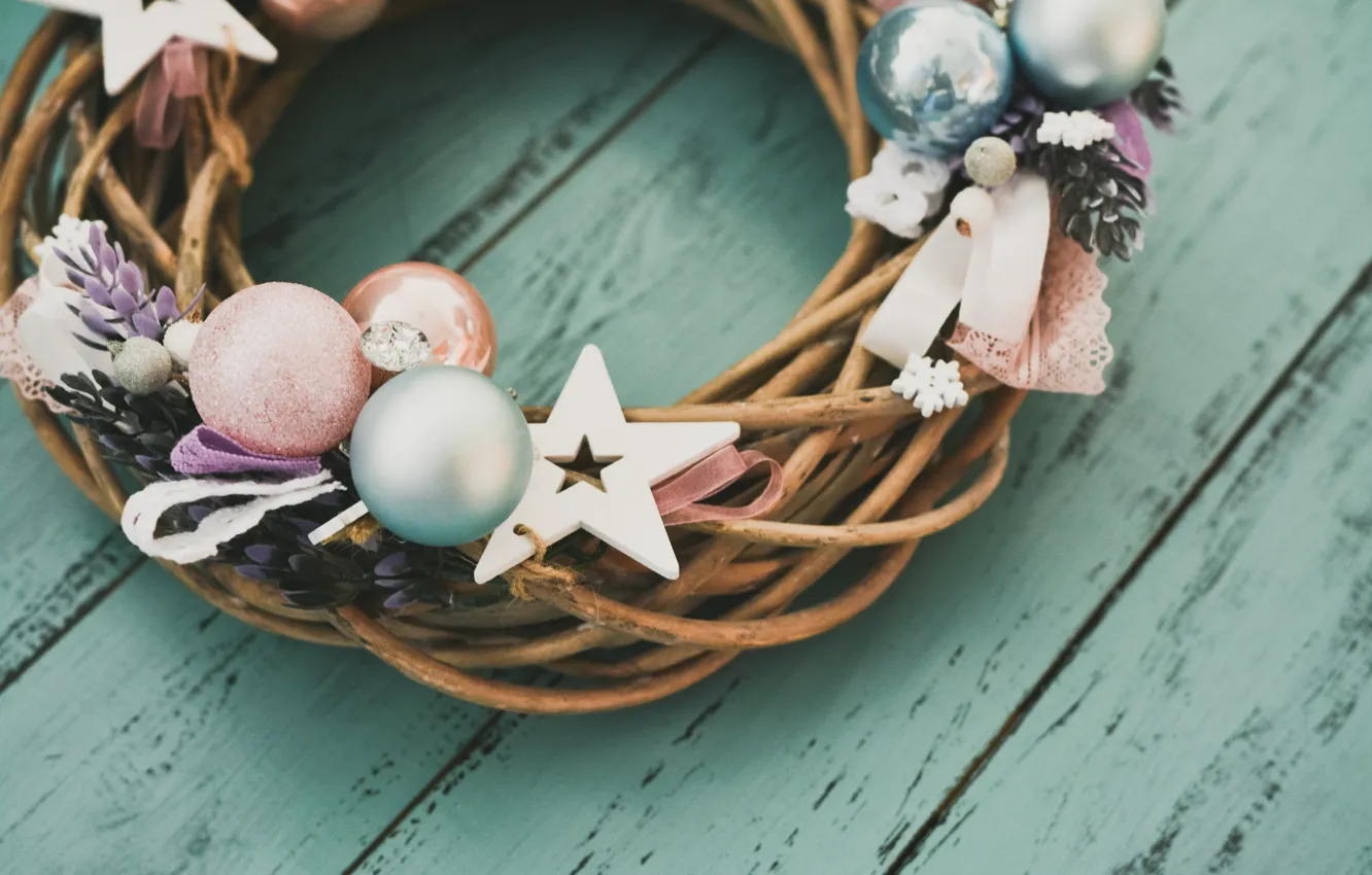 Photo wallpaper decoration, new year, Christmas, Christmas, wreath, wood, merry christmas, Xmas