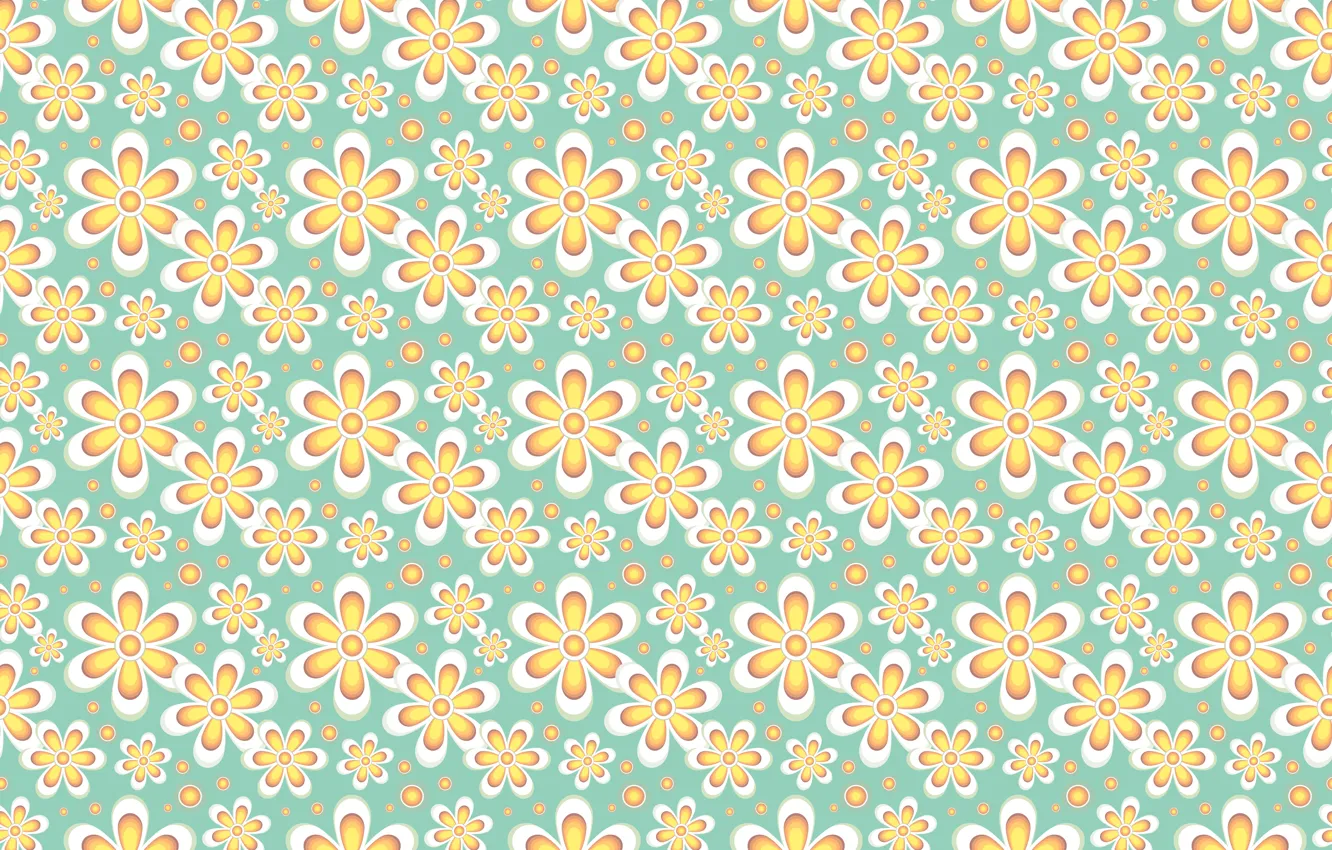 Photo wallpaper flowers, yellow, texture, light green background