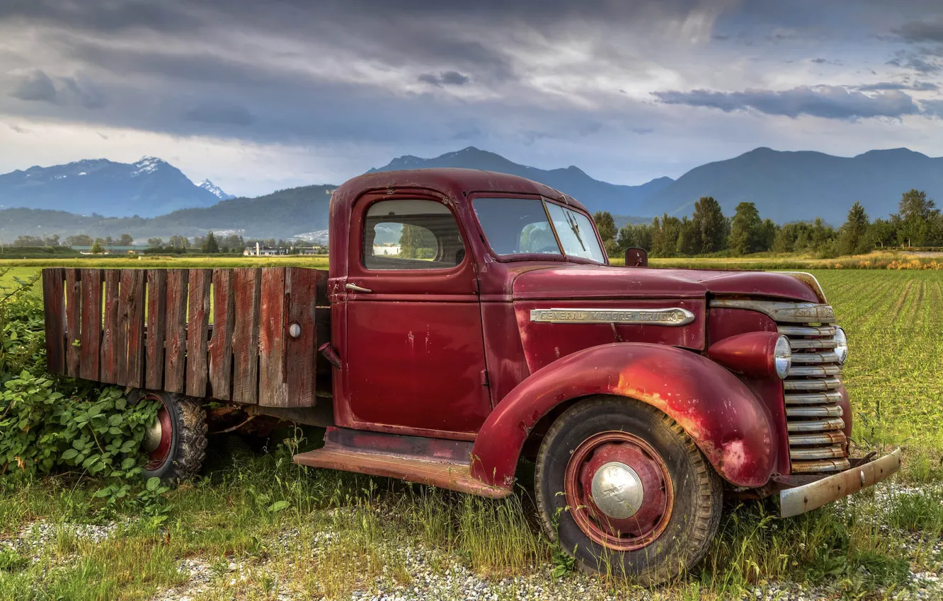 Photo wallpaper rusty, truck, old