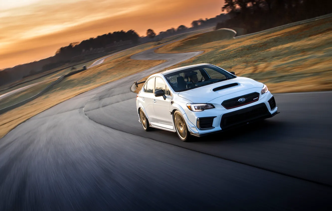 Photo wallpaper road, machine, the sky, asphalt, the sun, clouds, light, Subaru