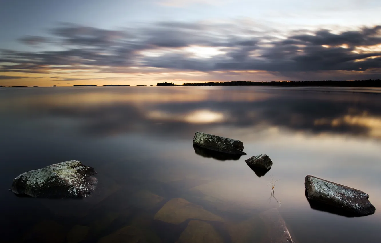 Photo wallpaper night, nature, lake