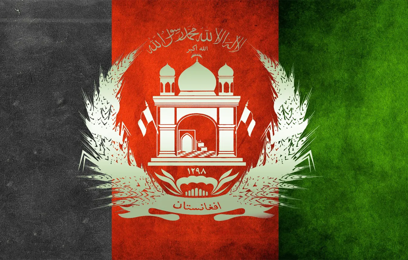 Photo wallpaper green, red, black, flag, Afghanistan, afghan, pashtun