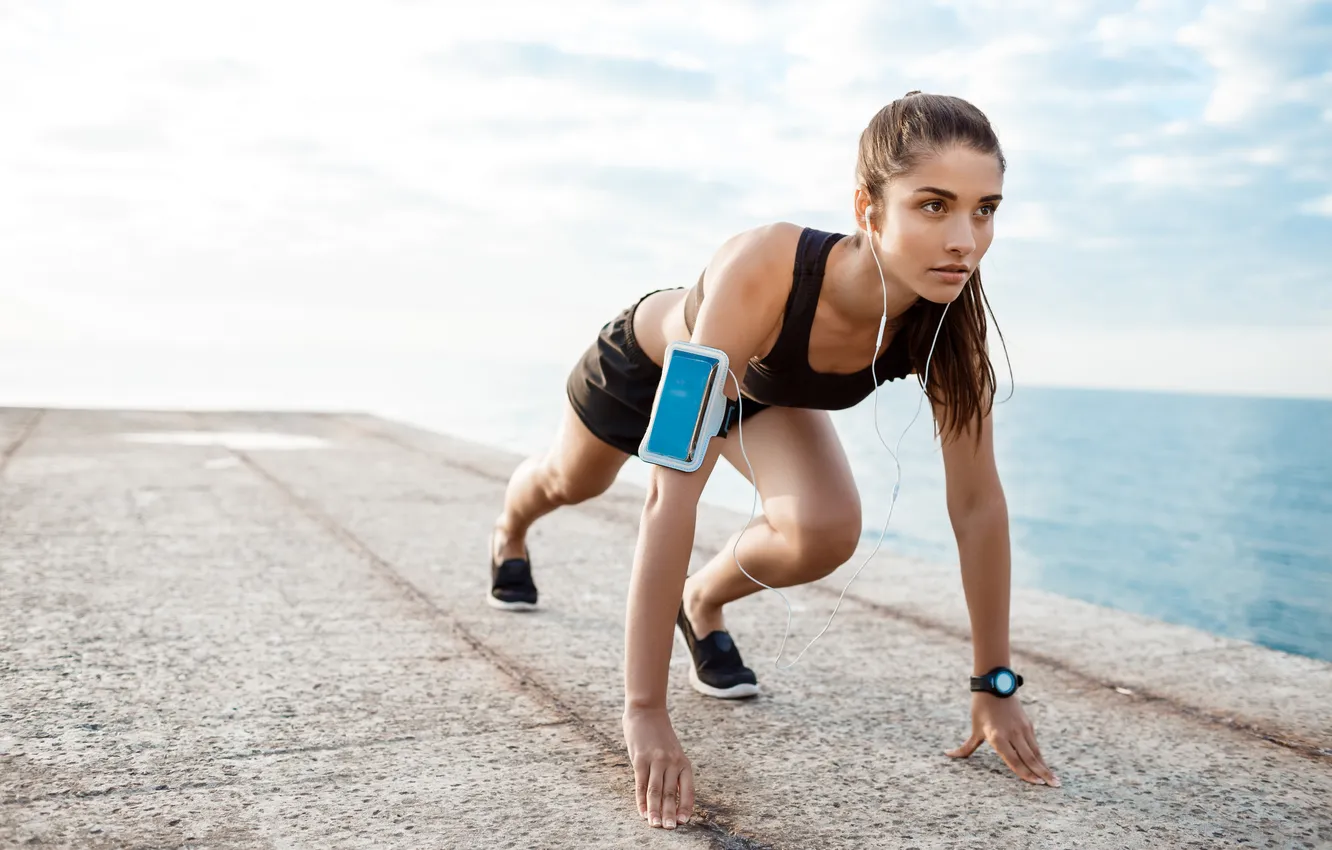 Photo wallpaper girl, young, beautiful, sweet, athlete, runner