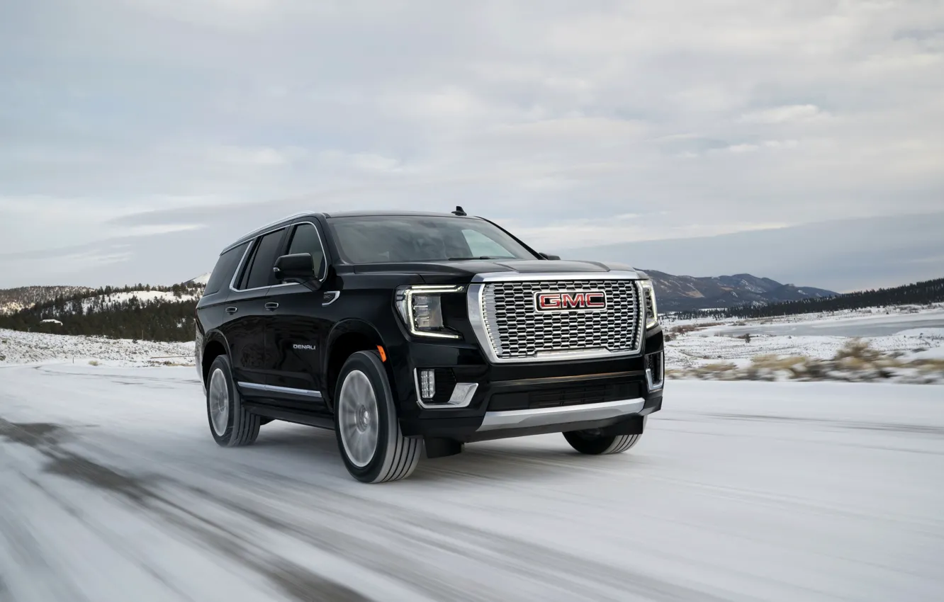 Photo wallpaper road, GMC, SUV, Denali, Yukon, 2020