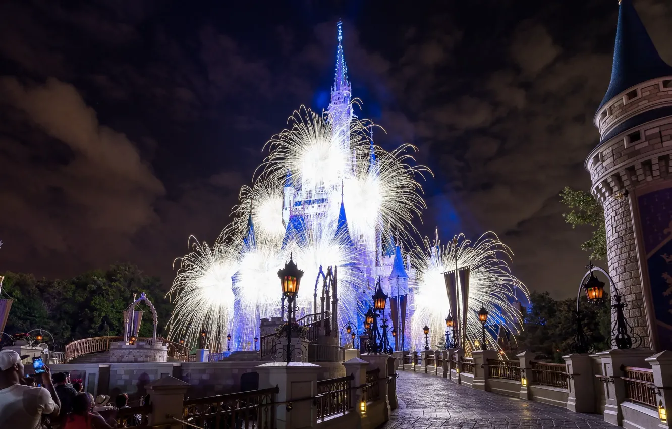 Photo wallpaper castle, beauty, tale, salute, Disneyland