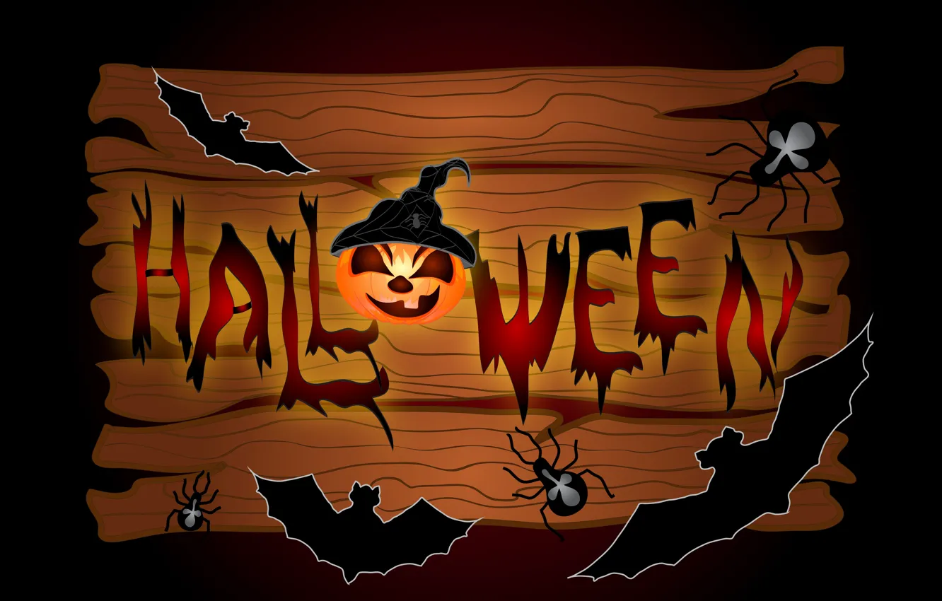 Photo wallpaper spiders, pumpkin, Halloween, bats, 31 Oct