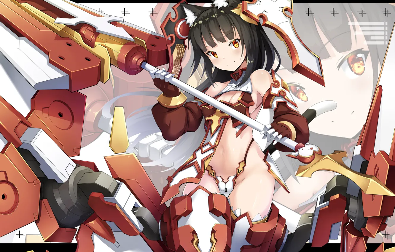 Photo wallpaper kawaii, girl, gun, robot, soldier, bodysuit, mecha, weapon