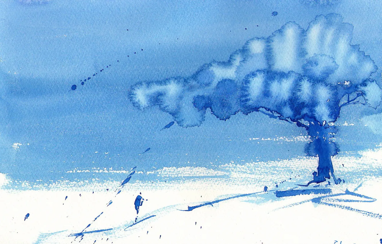 Photo wallpaper landscape, picture, watercolor