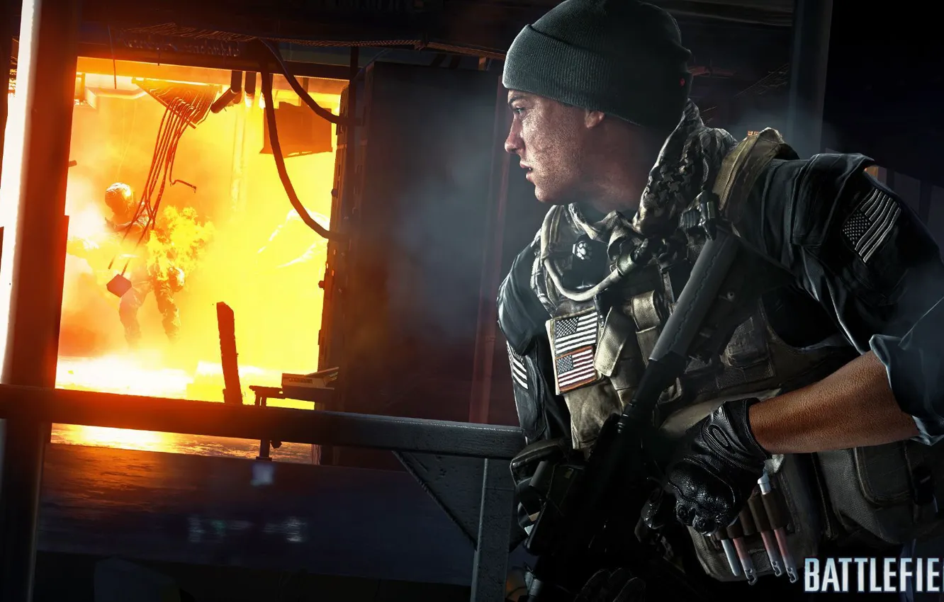 Photo wallpaper lights, weapons, rain, watch, soldiers, tank, gloves, USA