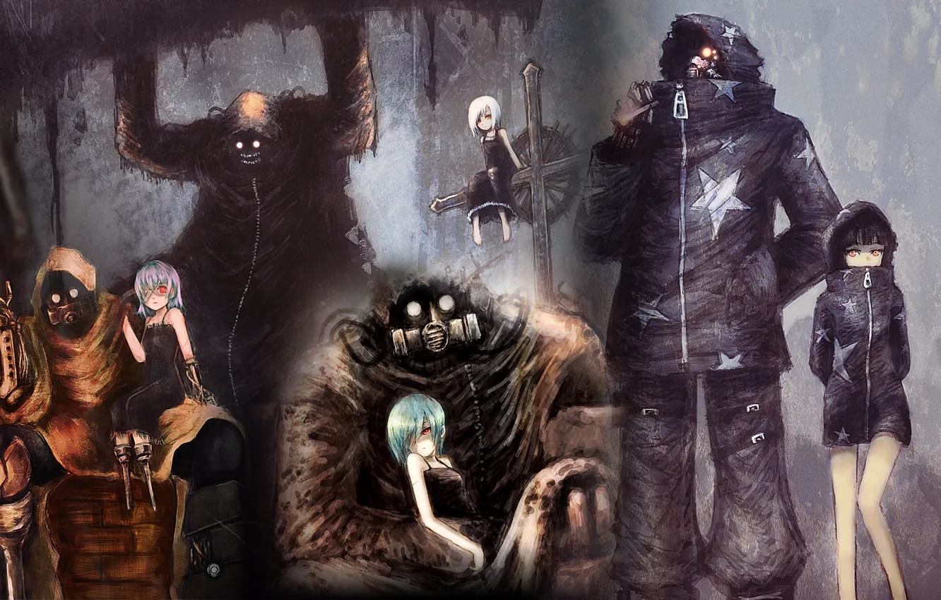 Photo wallpaper monster, cross, girl