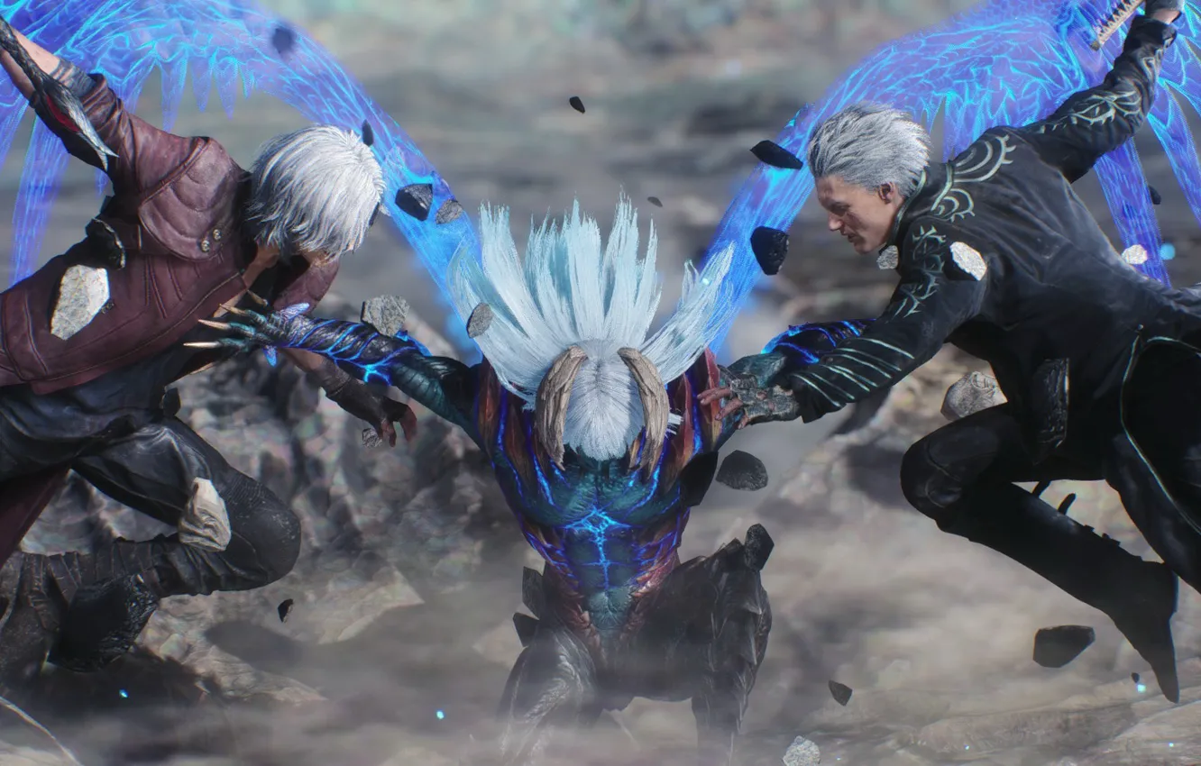 Photo wallpaper sword, demon, sword, Dante, Dante, Nero, Nero, Virgil