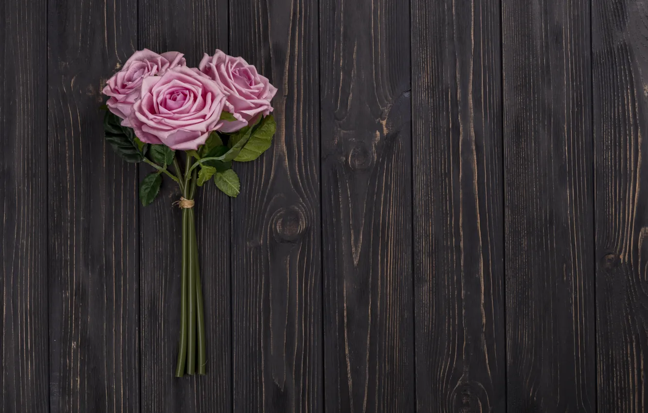 Photo wallpaper flowers, roses, bouquet, pink, wood, pink, flowers, roses
