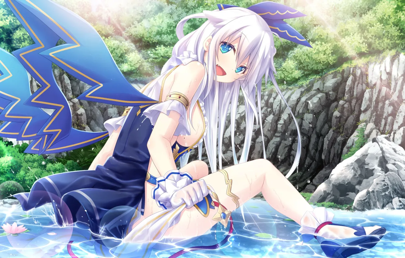 Photo wallpaper girl, nature, lake, amayui castle meister