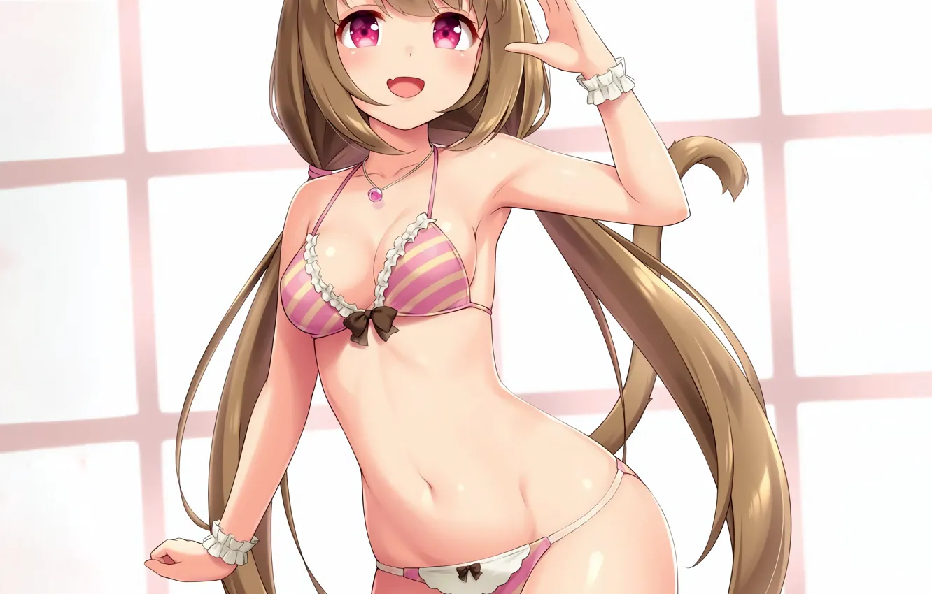 Photo wallpaper girl, sexy, lingerie, bra, cleavage, panties, long hair, boobs