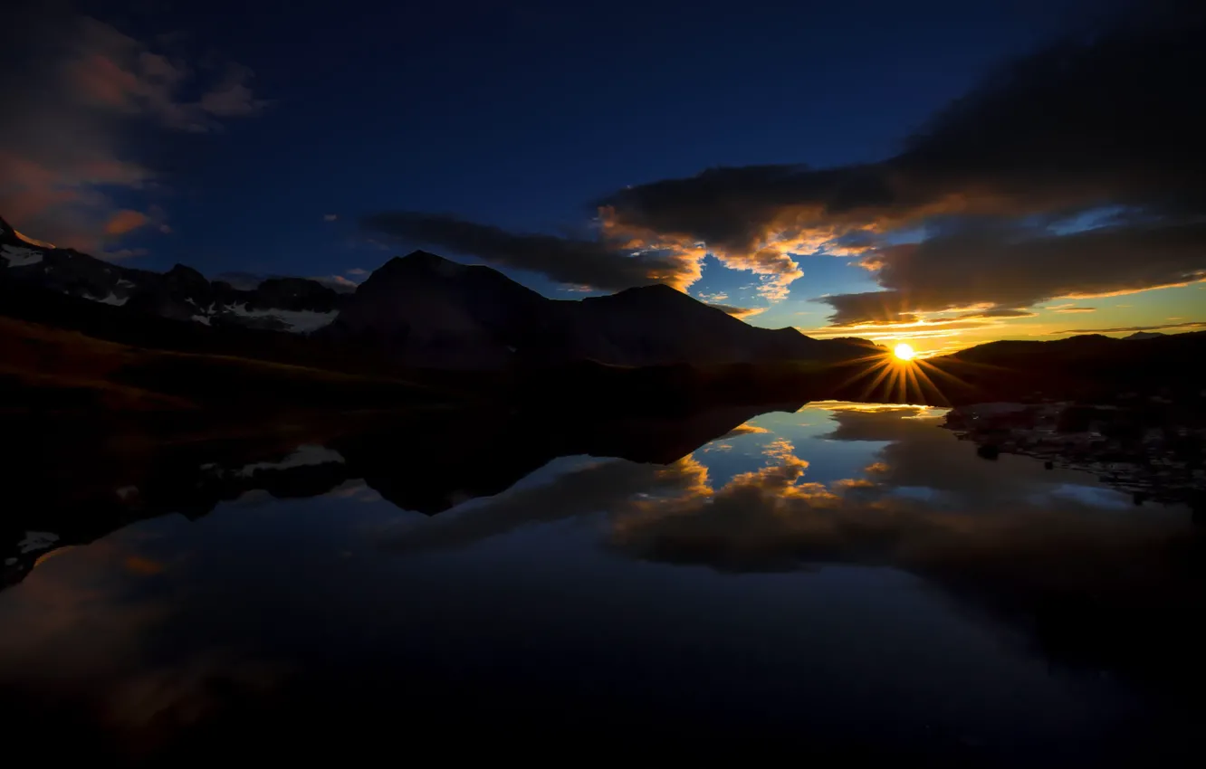 Photo wallpaper water, the sun, mountains, reflection, Austria, Osttirol, Kals
