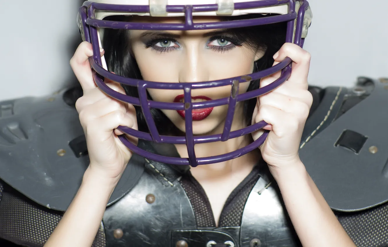 Photo wallpaper American football, pearls, sexy look, protective gear
