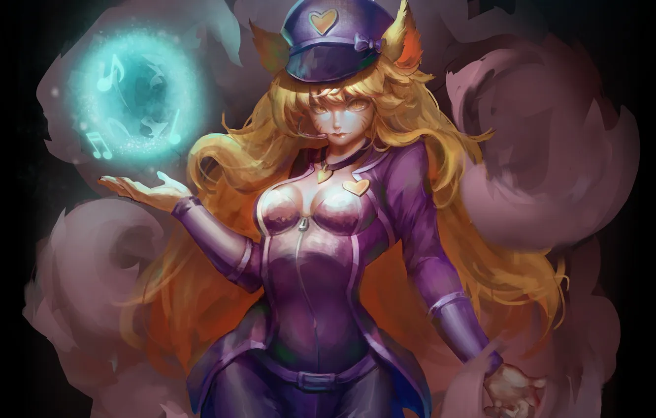 Photo wallpaper look, girl, magic, tail, ears, art, Fox, League of Legends