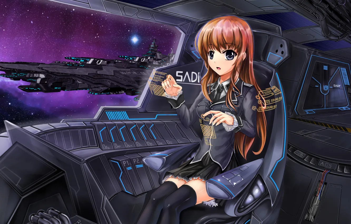 Photo wallpaper space, ship, art, girl, form, Lita