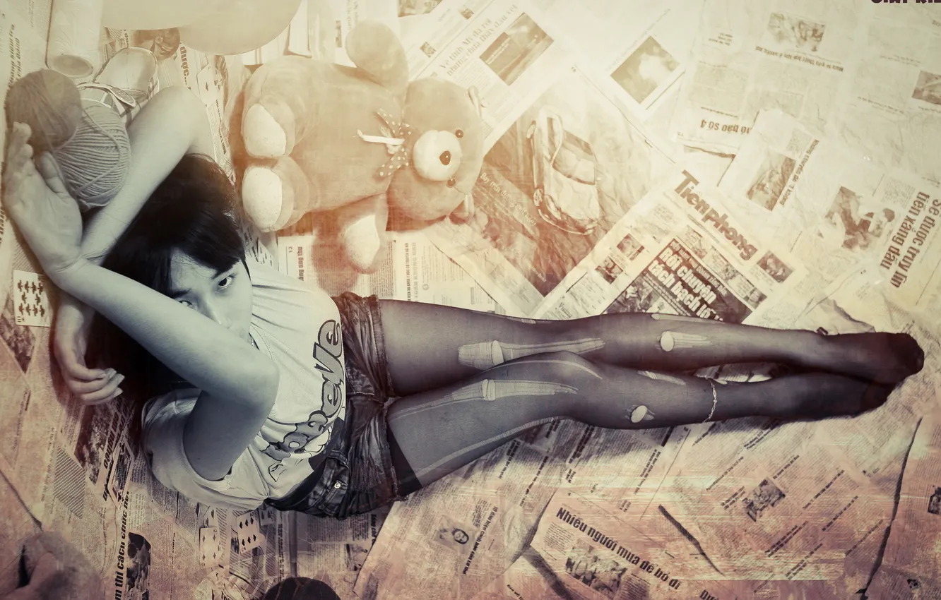 Photo wallpaper girl, style, background, Asian