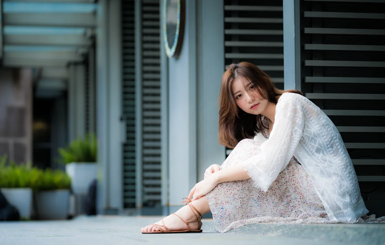 Photo wallpaper look, girl, Asian, cutie