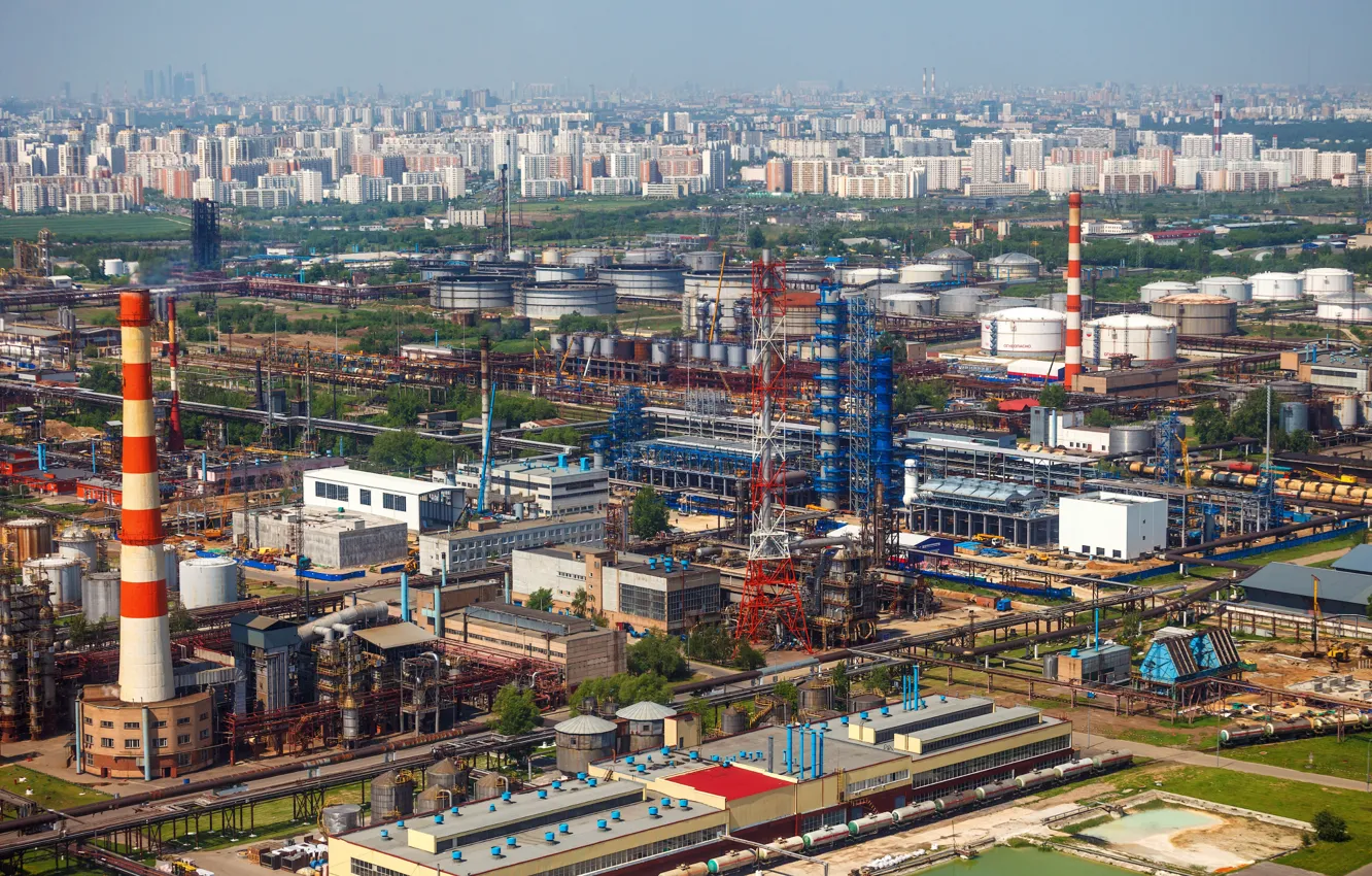 Photo wallpaper the city, panorama, the view from the top, industrial landscape