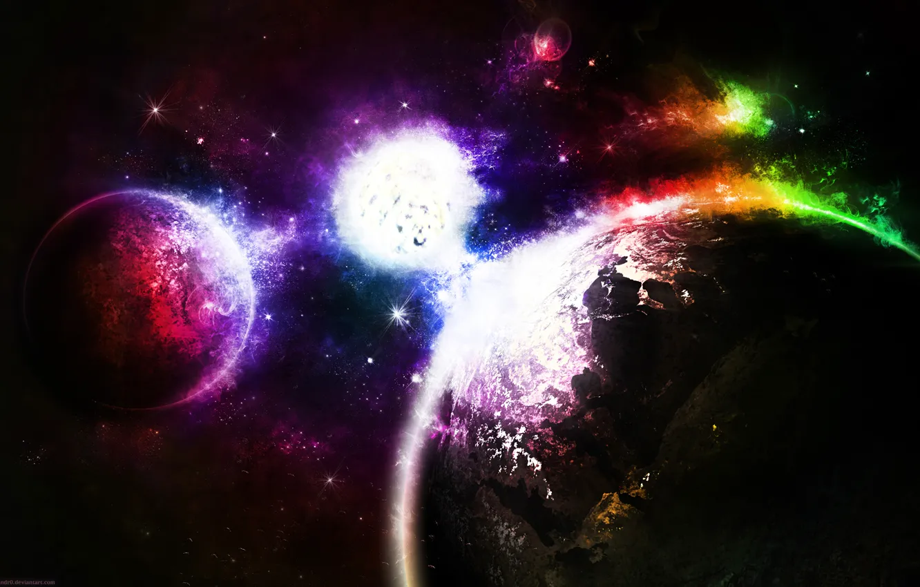 Photo wallpaper space, stars, color, planet