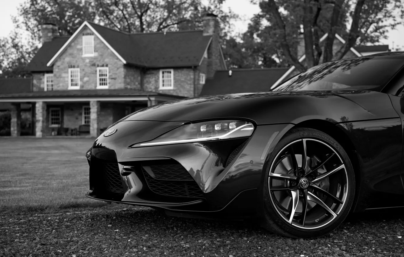 Photo wallpaper black, coupe, Toyota, Supra, the front part, the fifth generation, mk5, double